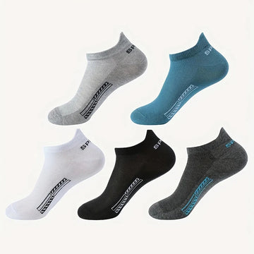 5 Pairs Men Bright Colored Ankle Socks Breathability Fashionable Casual Street Style Deodorizing Invisible Travel Running Socks